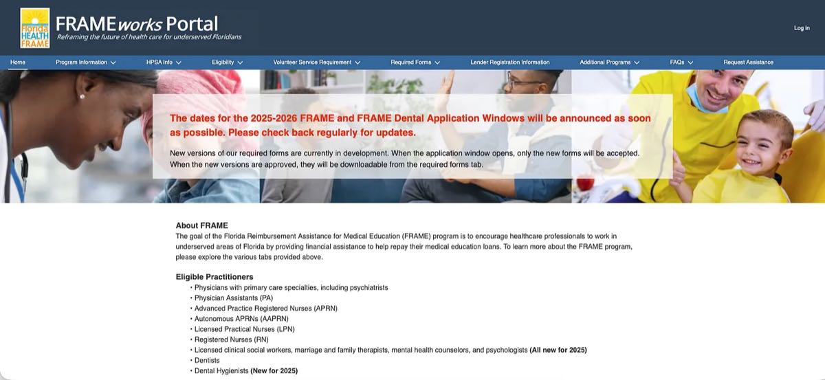 The redesigned portal with eligibility and application paths at the top